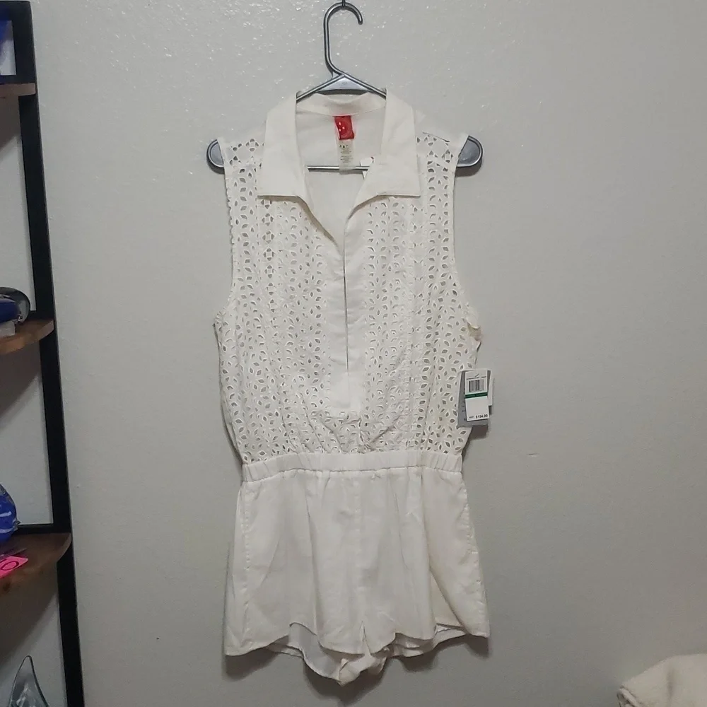 Red Carter Pants & Jumpsuits Red Carter Neo Bohemia Eyelet Cover Up Romper, Sz L